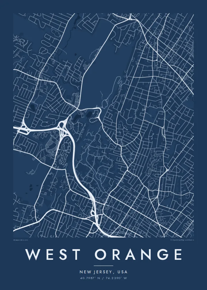 West Orange map poster — Blueprint