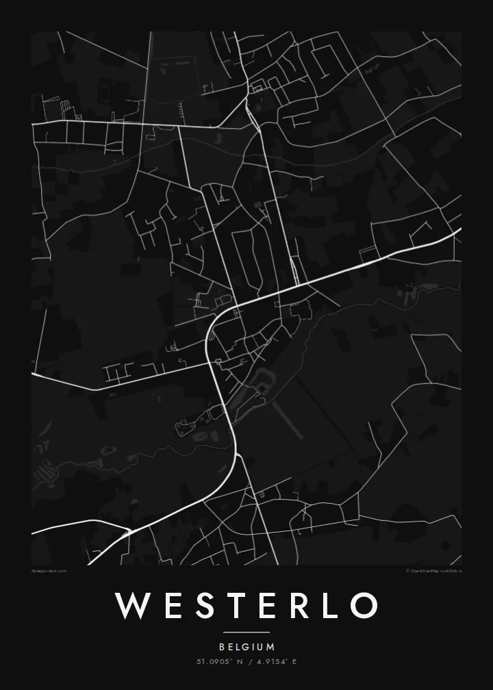 Westerlo map poster — Noir