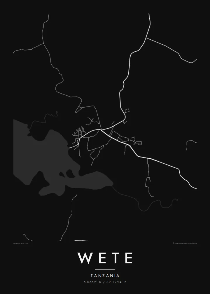Wete map poster — Noir style