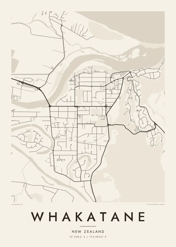 Whakatane map poster — Paper style