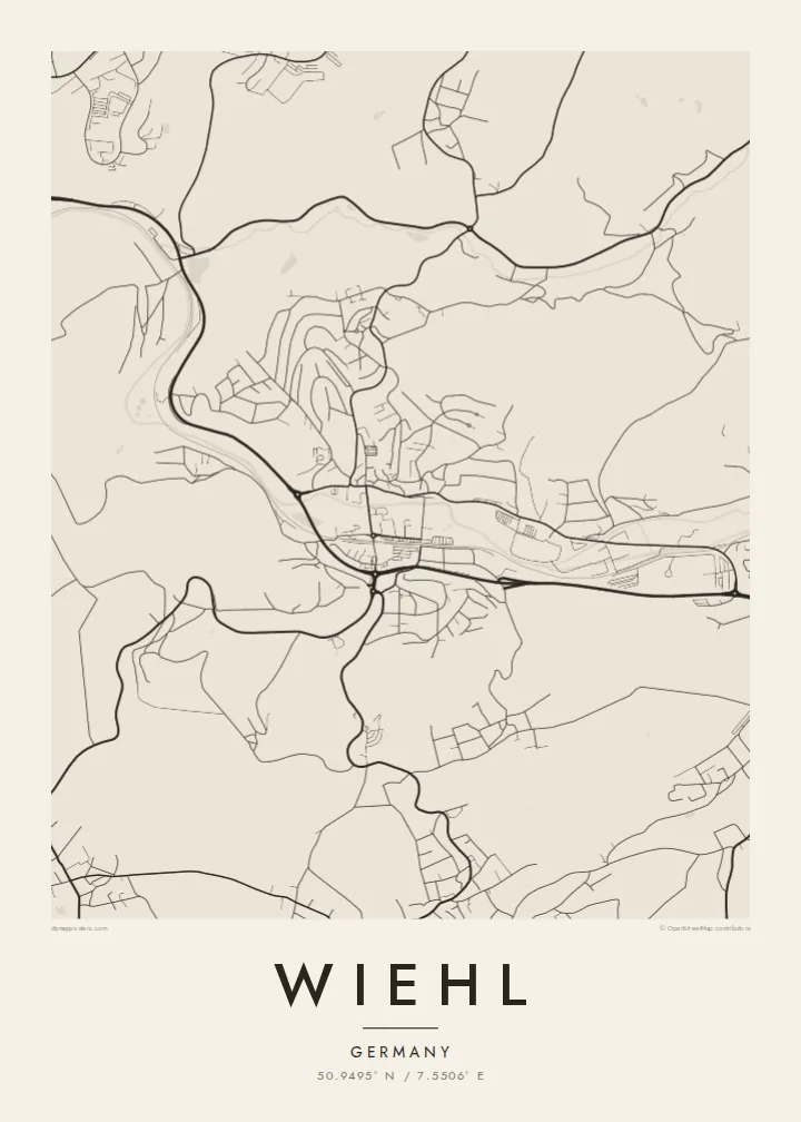 Wiehl map poster — Paper style