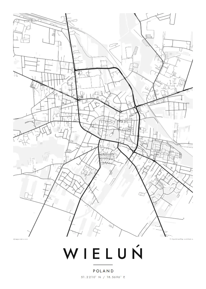 Wieluń map poster — Classic