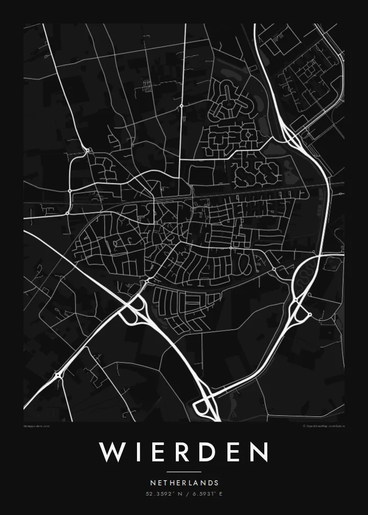 Wierden map poster — Noir style