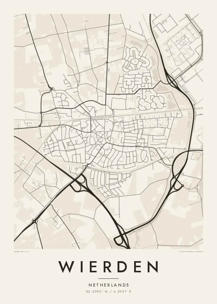 Wierden map poster — Paper style
