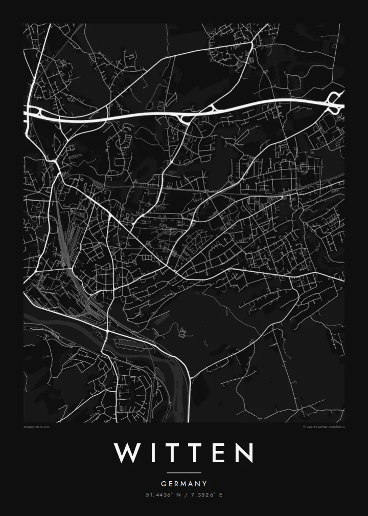Witten map poster — Noir style