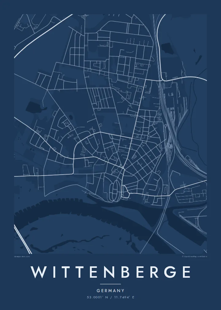 Wittenberge map poster — Blueprint style