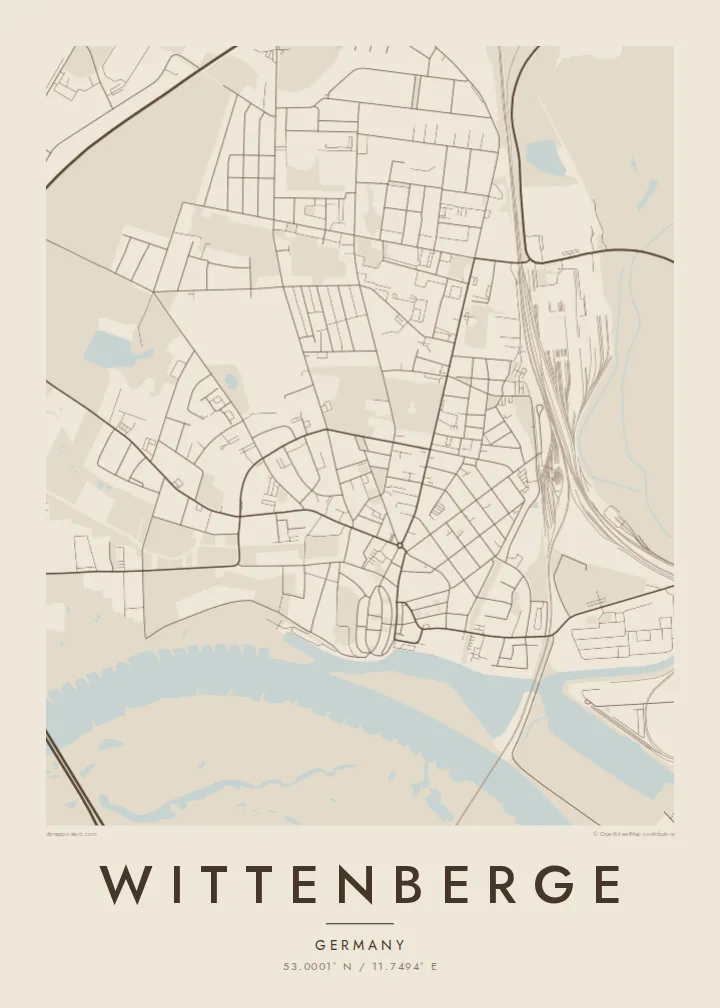 Wittenberge map poster — Sand style