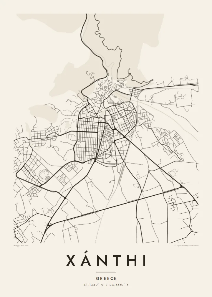 Xánthi map poster — Paper