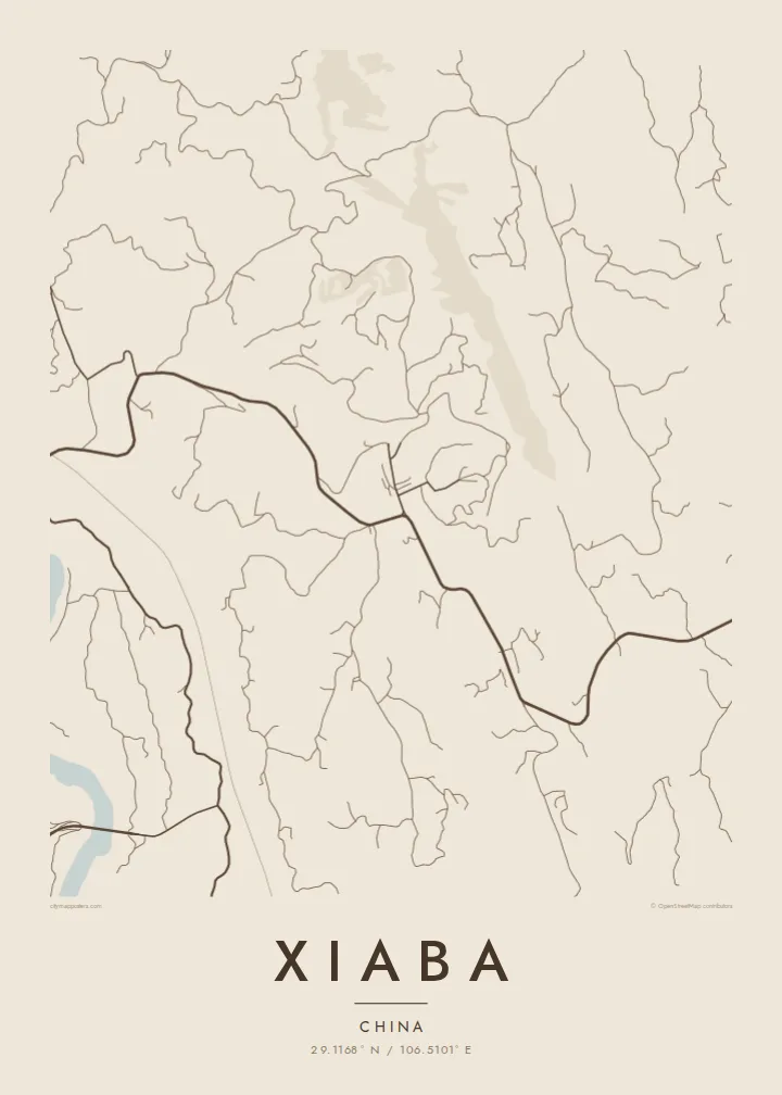 Xiaba map poster — Sand style