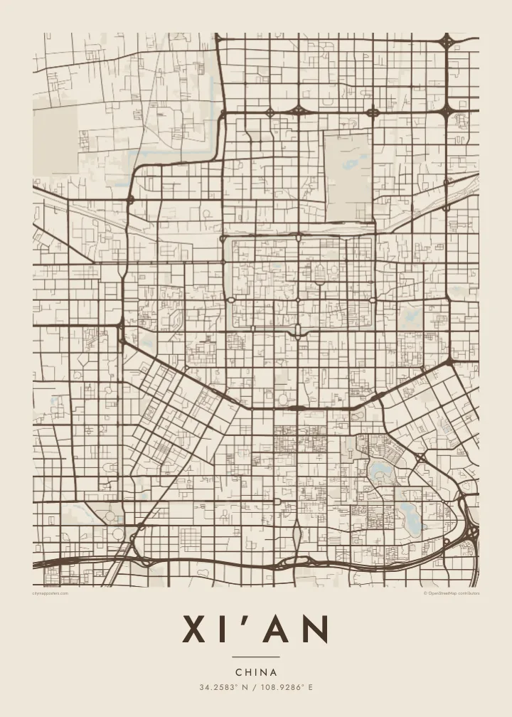 Xi’an map poster — Sand