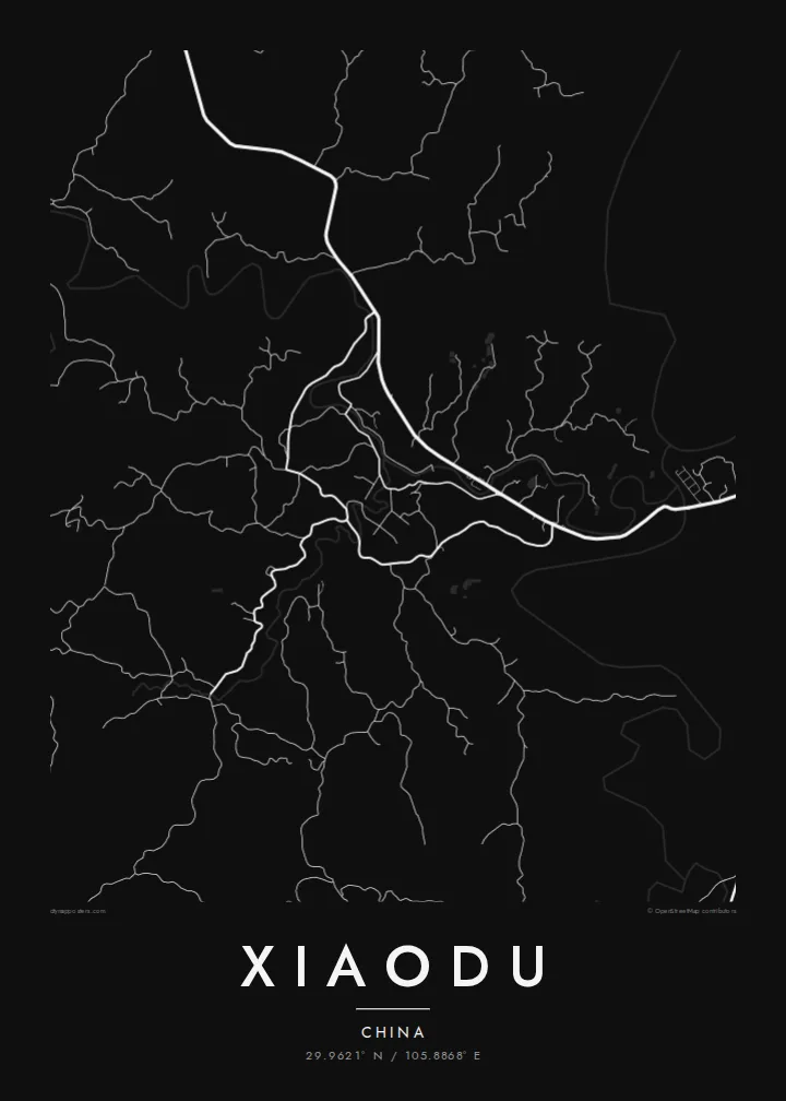 Xiaodu map poster — Noir