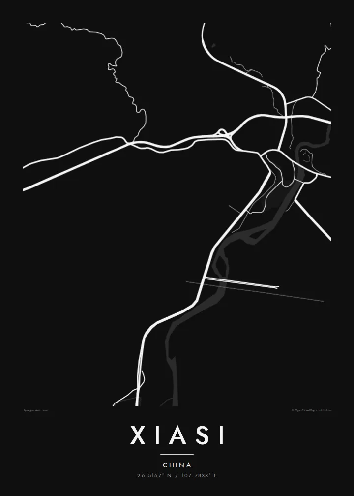 Xiasi map poster — Noir style