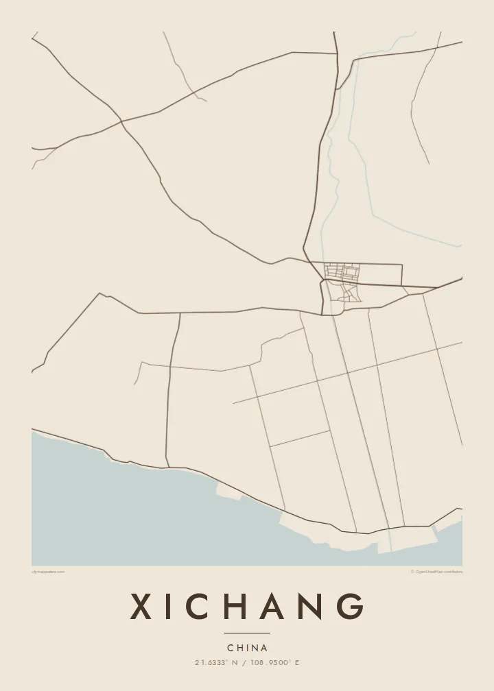 Xichang map poster — Sand style