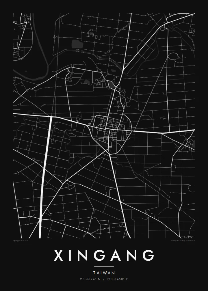 Xingang map poster — Noir