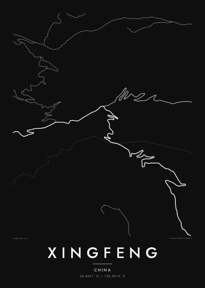 Xingfeng map poster — Noir style