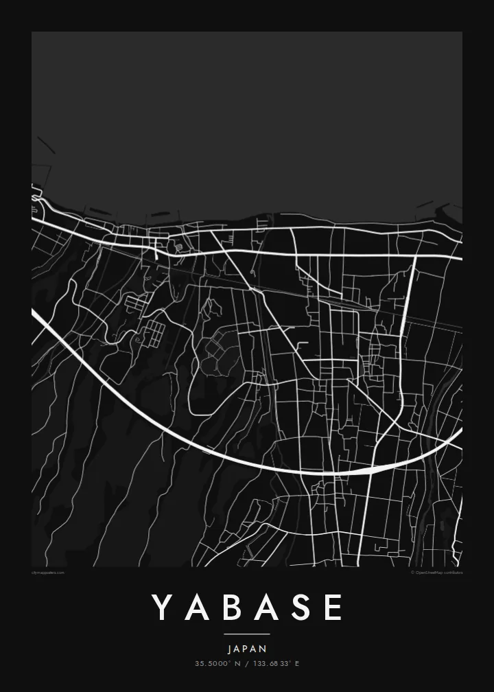 Yabase map poster — Noir style