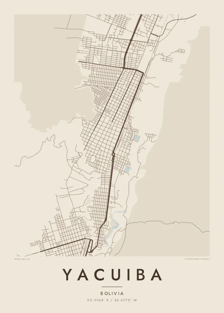 Yacuiba map poster — Sand