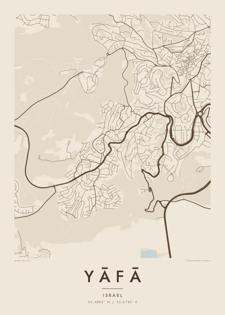 Yāfā map poster — Sand style
