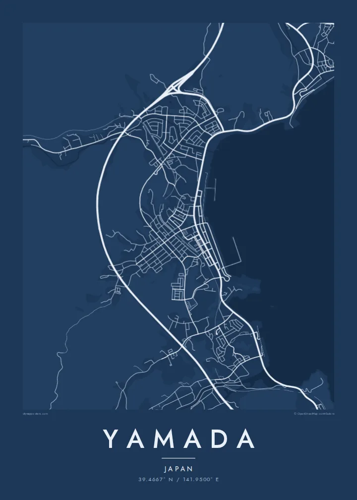 Yamada map poster — Blueprint style
