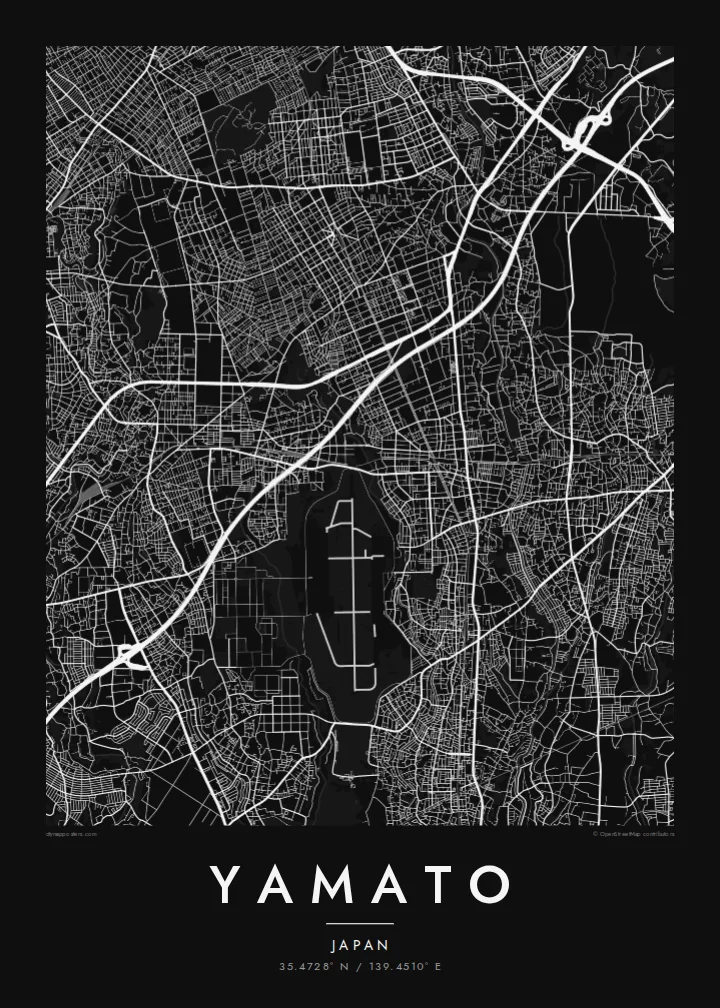 Yamato map poster — Noir style