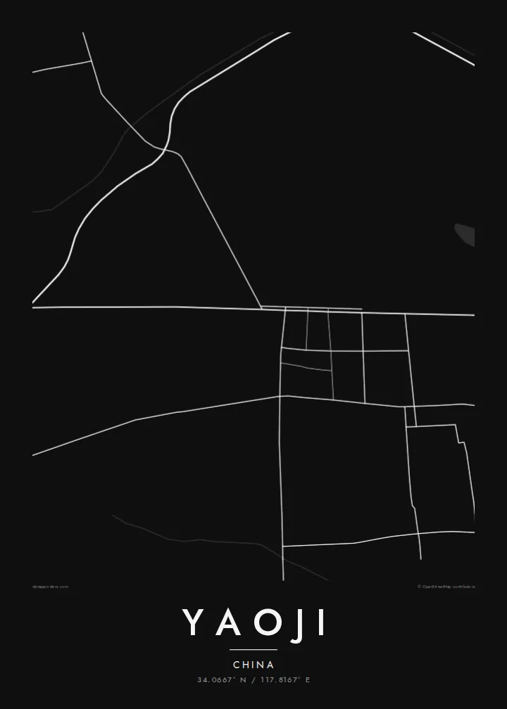 Yaoji map poster — Noir style