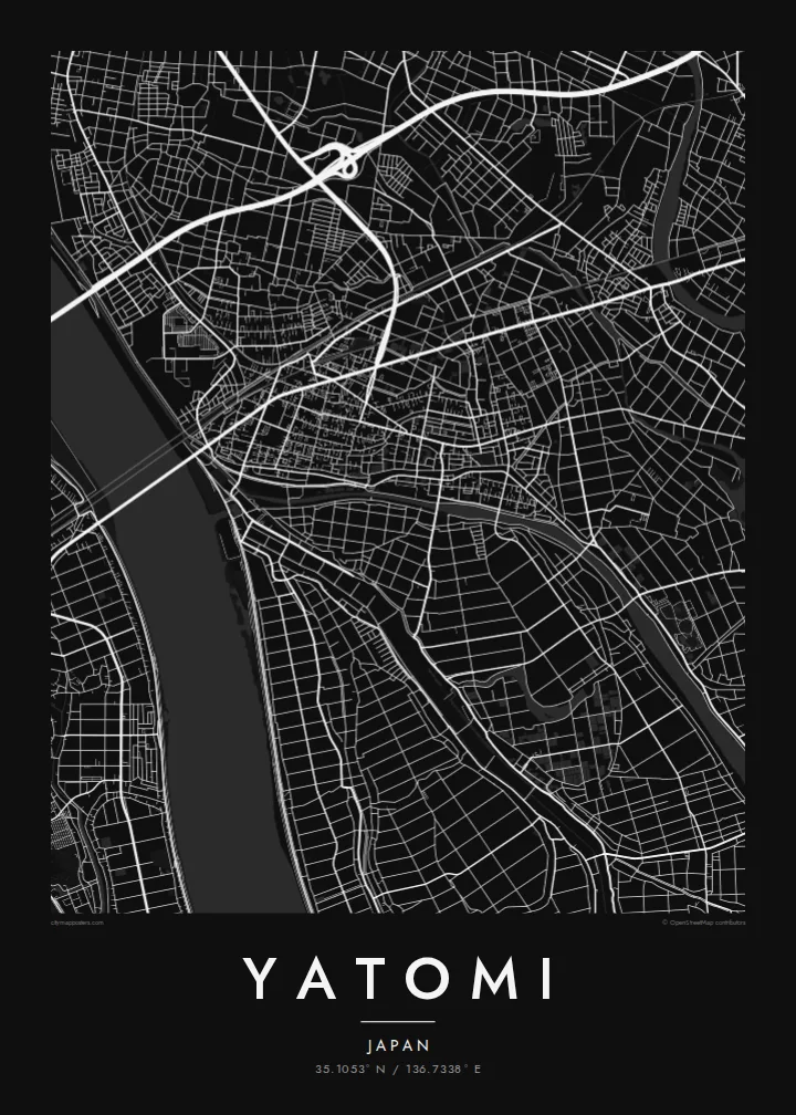Yatomi map poster — Noir style