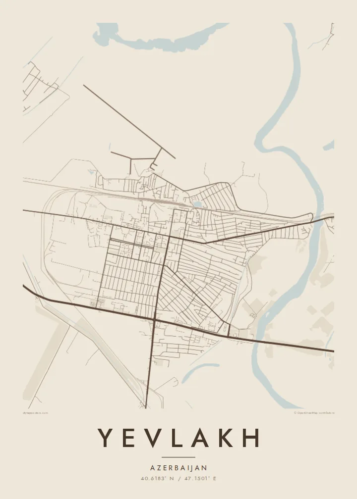 Yevlakh map poster — Sand