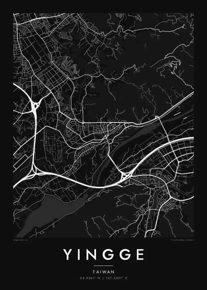 Yingge map poster — Noir