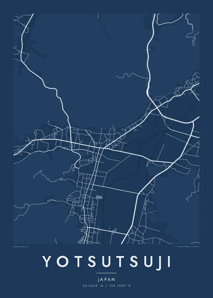 Yotsutsuji map poster — Blueprint style