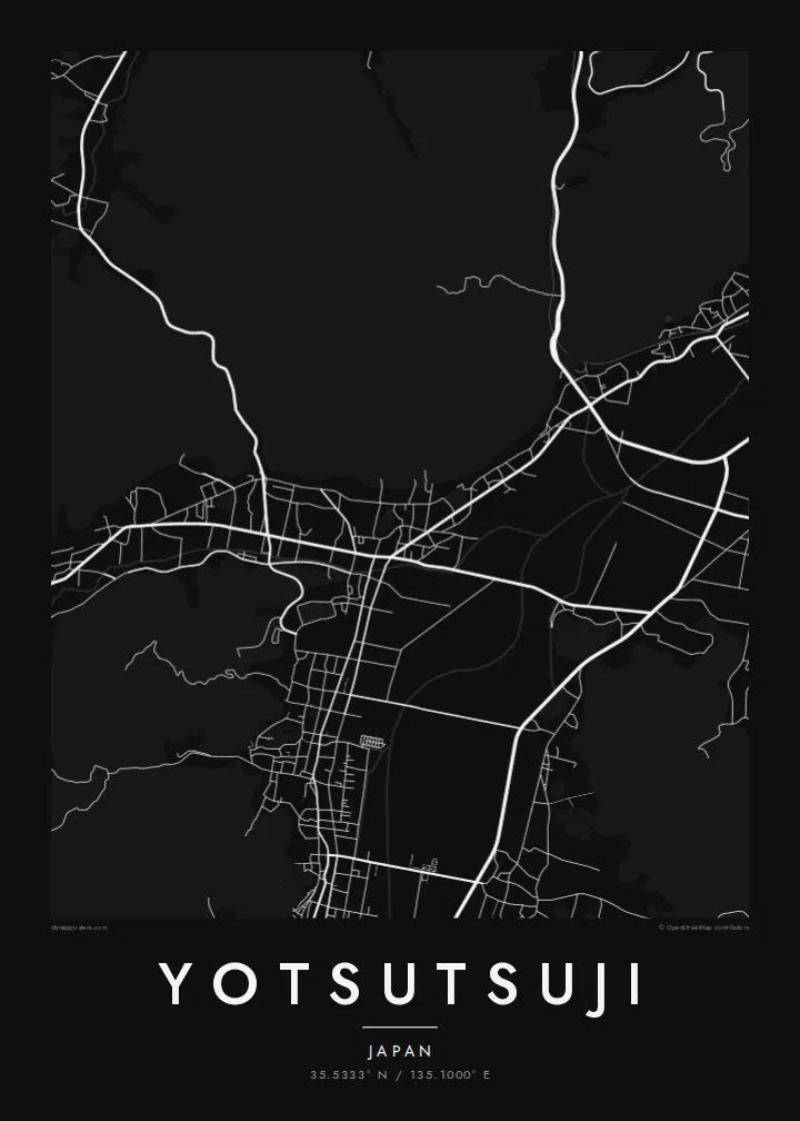 Yotsutsuji map poster — Noir style