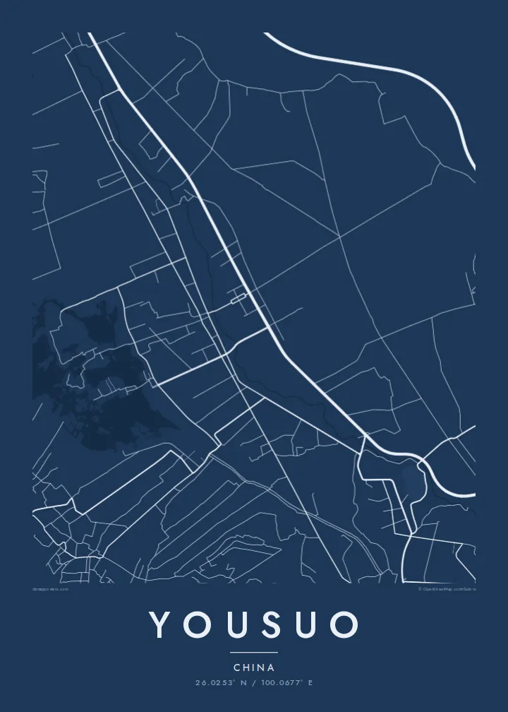 Yousuo map poster — Blueprint style