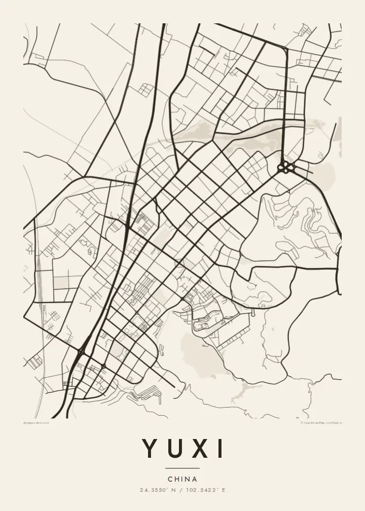 Yuxi map poster — Paper style