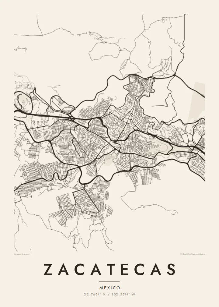 Zacatecas map poster — Paper