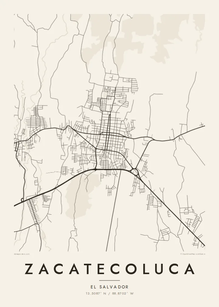 Zacatecoluca map poster — Paper style