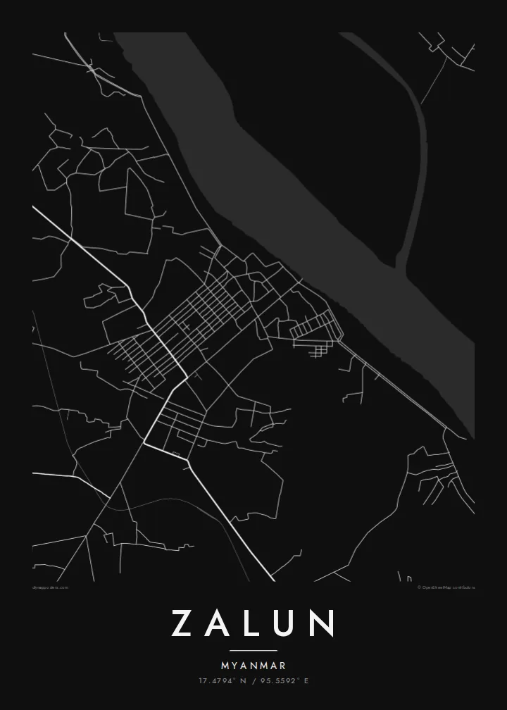 Zalun map poster — Noir