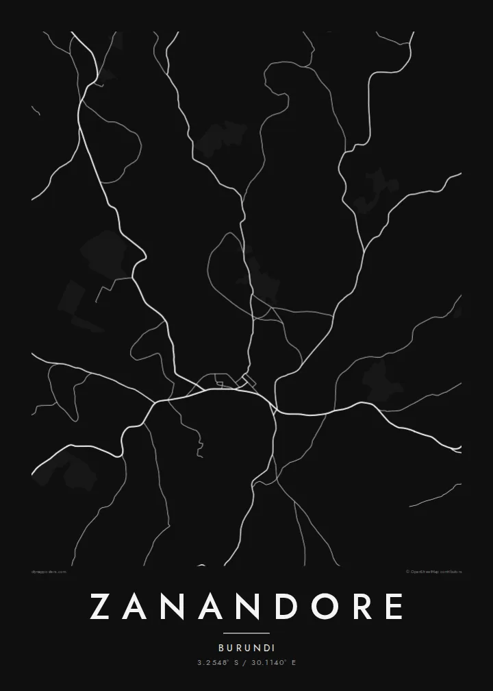 Zanandore map poster — Noir