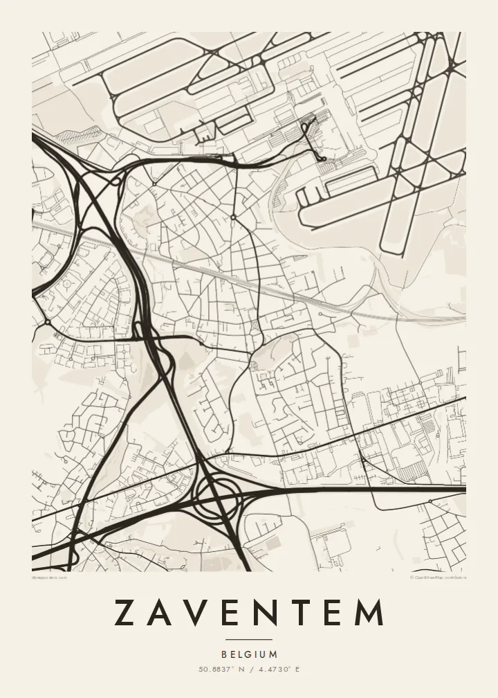 Zaventem map poster — Paper