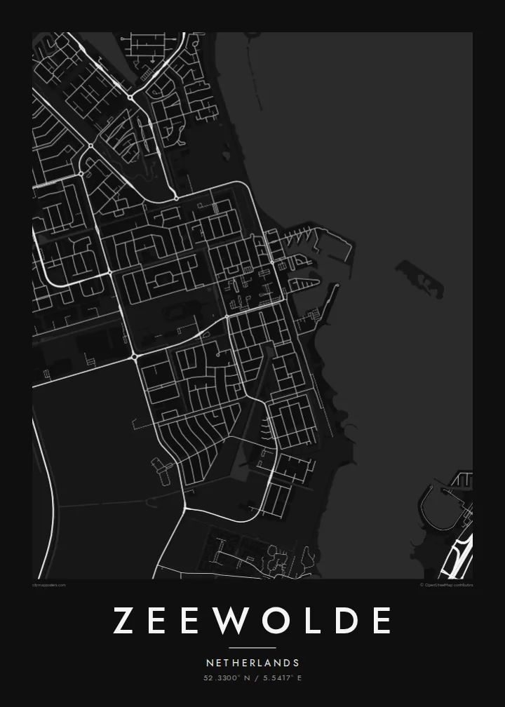 Zeewolde map poster — Noir