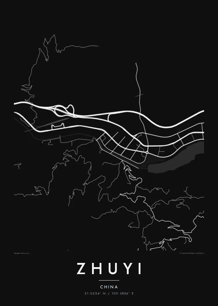 Zhuyi map poster — Noir
