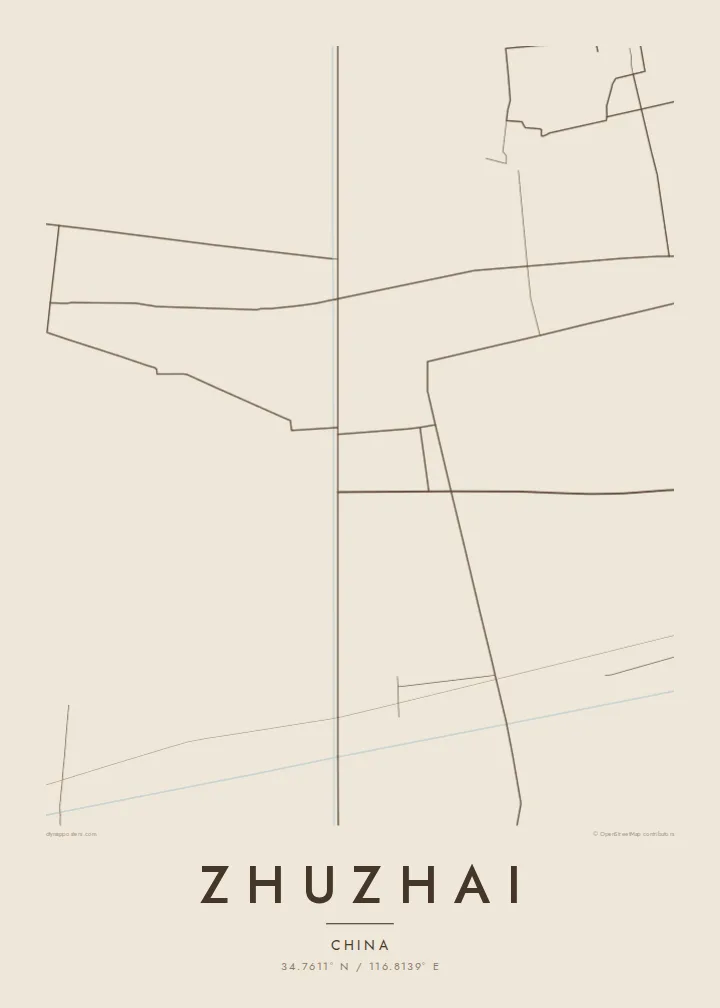 Zhuzhai map poster — Sand style