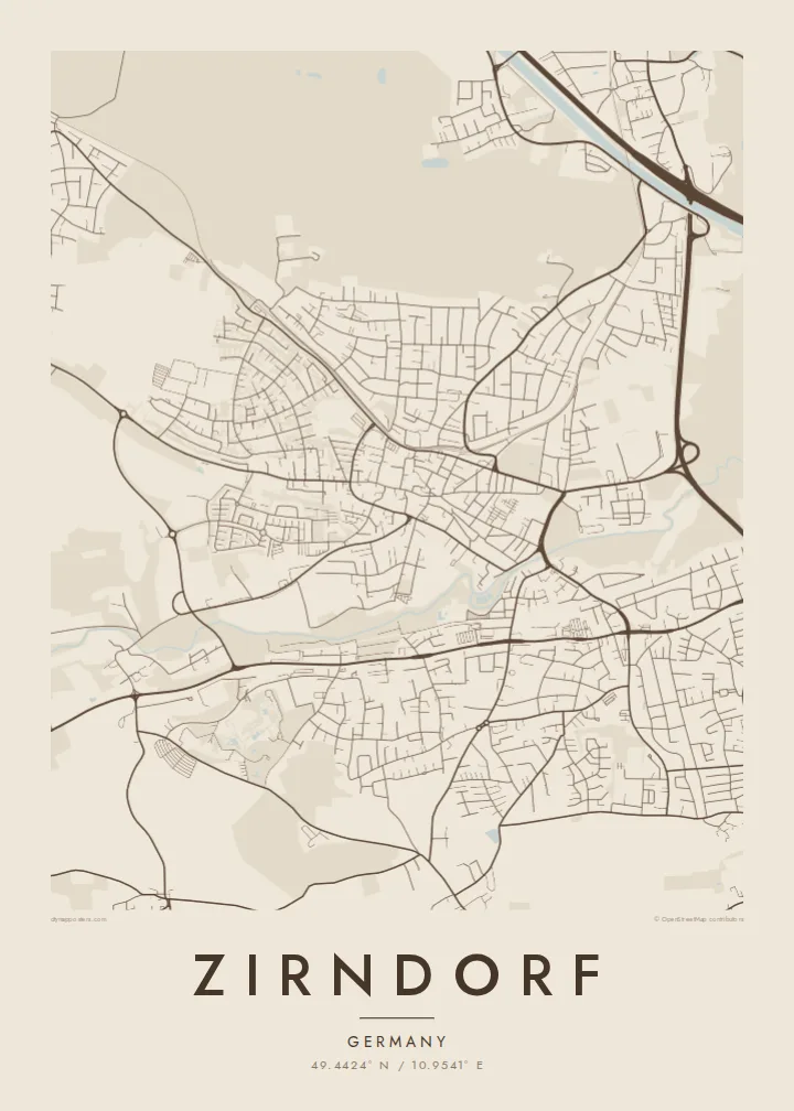 Zirndorf map poster — Sand style